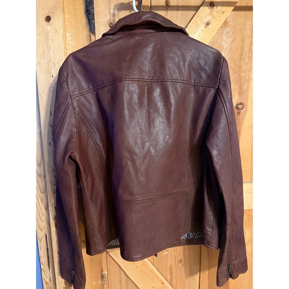 Black Rivet Women's Burgundy Faux Leather Jacket with Leopard Lining Size XL - Picture 4 of 4